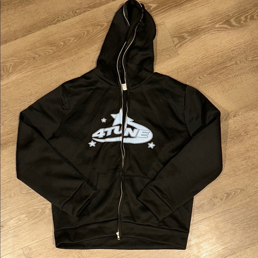 Black Zip-Up Hoodie with 4tune logo